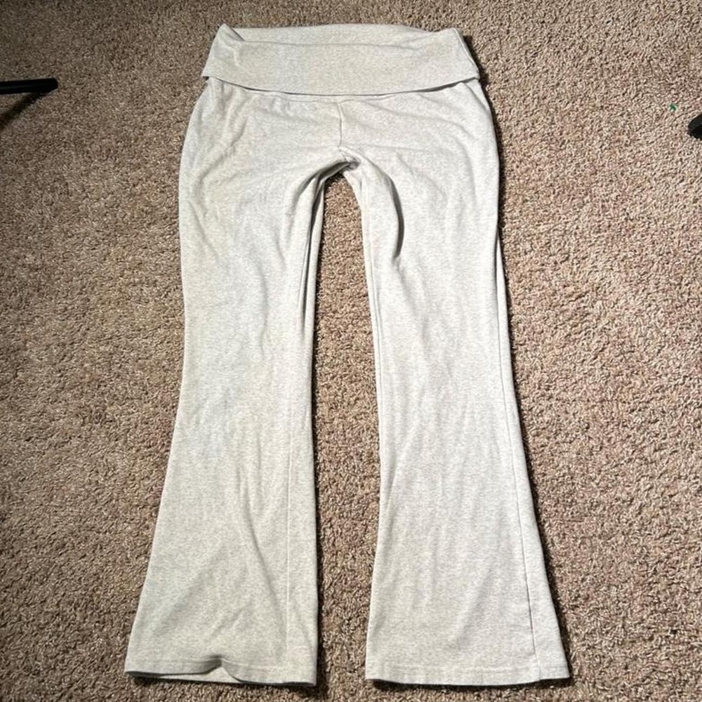 Chrome Riot Grey Low Rise Flare Pants Foldover Waist Bootcut Lounge Pants Y2K XL